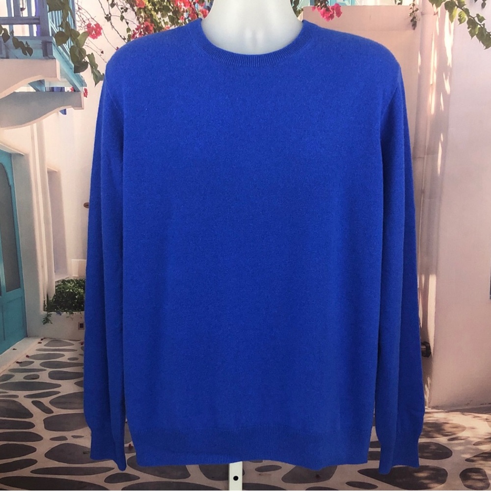 NWT J. Crew 100% Cashmere Royal Blue Crewneck Sweater